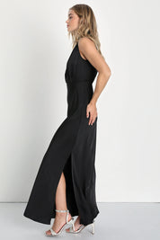 Enchantment High-Neck Satin Maxi Dress - Bulks