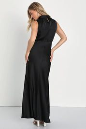 Enchantment High-Neck Satin Maxi Dress - Bulks