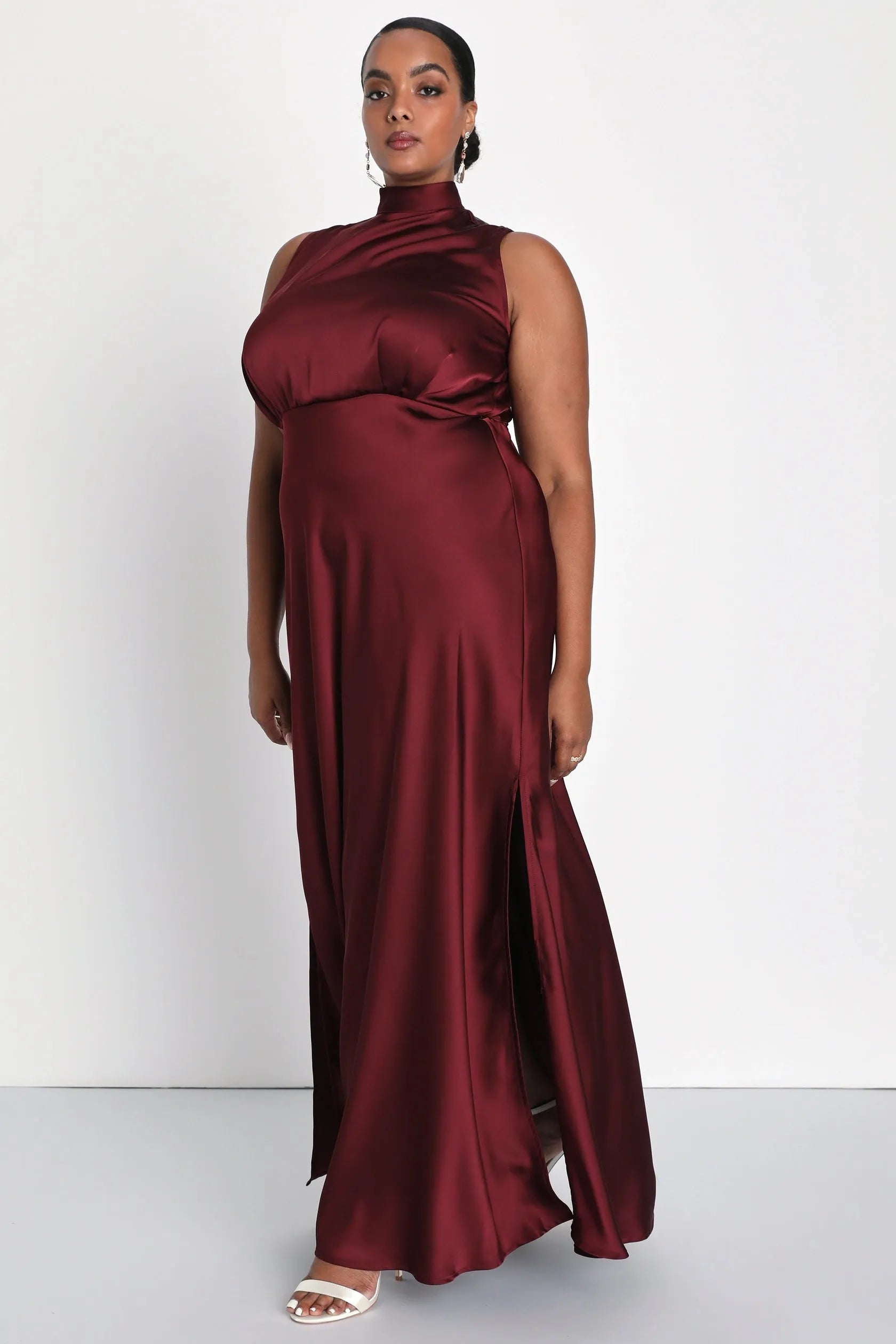 Enchantment High-Neck Satin Maxi Dress - Bulks