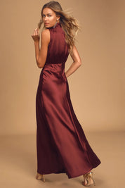 Enchantment High-Neck Satin Maxi Dress - Bulks