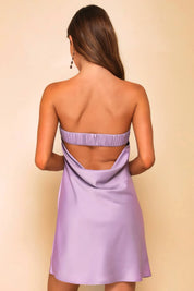 Perfect Destiny Satin Strapless Cowl Back Mini Dress - Bulks