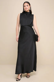 Enchantment High-Neck Satin Maxi Dress - Bulks