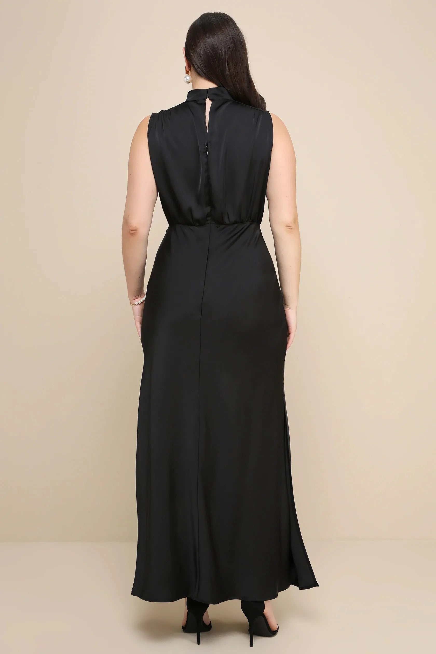 Enchantment High-Neck Satin Maxi Dress - Bulks