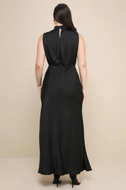 Enchantment High-Neck Satin Maxi Dress - Bulks