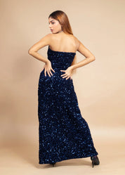 ELEGANT OFF-SHOULDER VELVET SEQUIN DRESS - Bulks