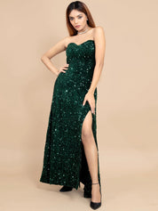 ELEGANT OFF-SHOULDER VELVET SEQUIN DRESS - Bulks