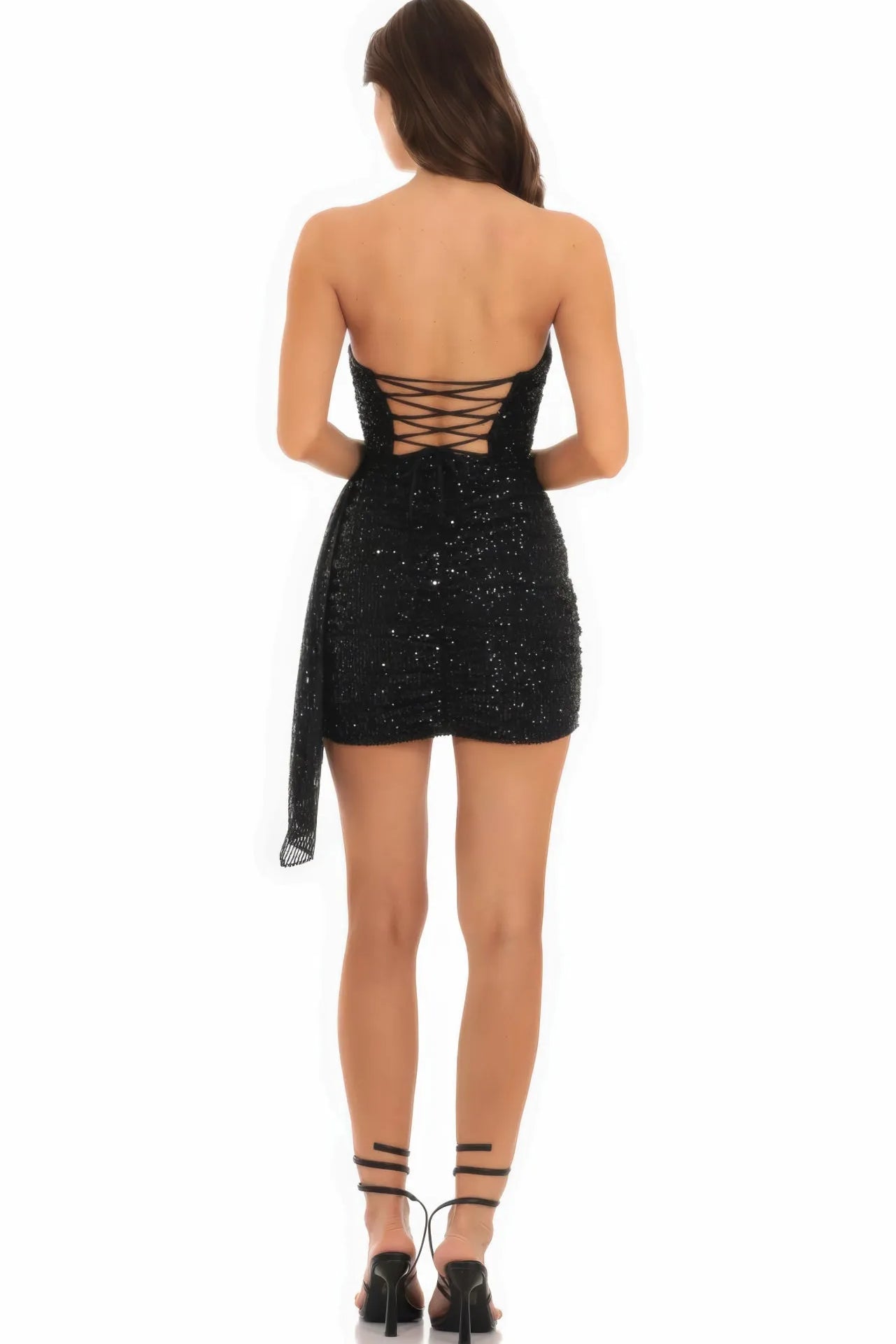 Radiant Nights Strapless Sequin Tassel Corset Dress - Bulks