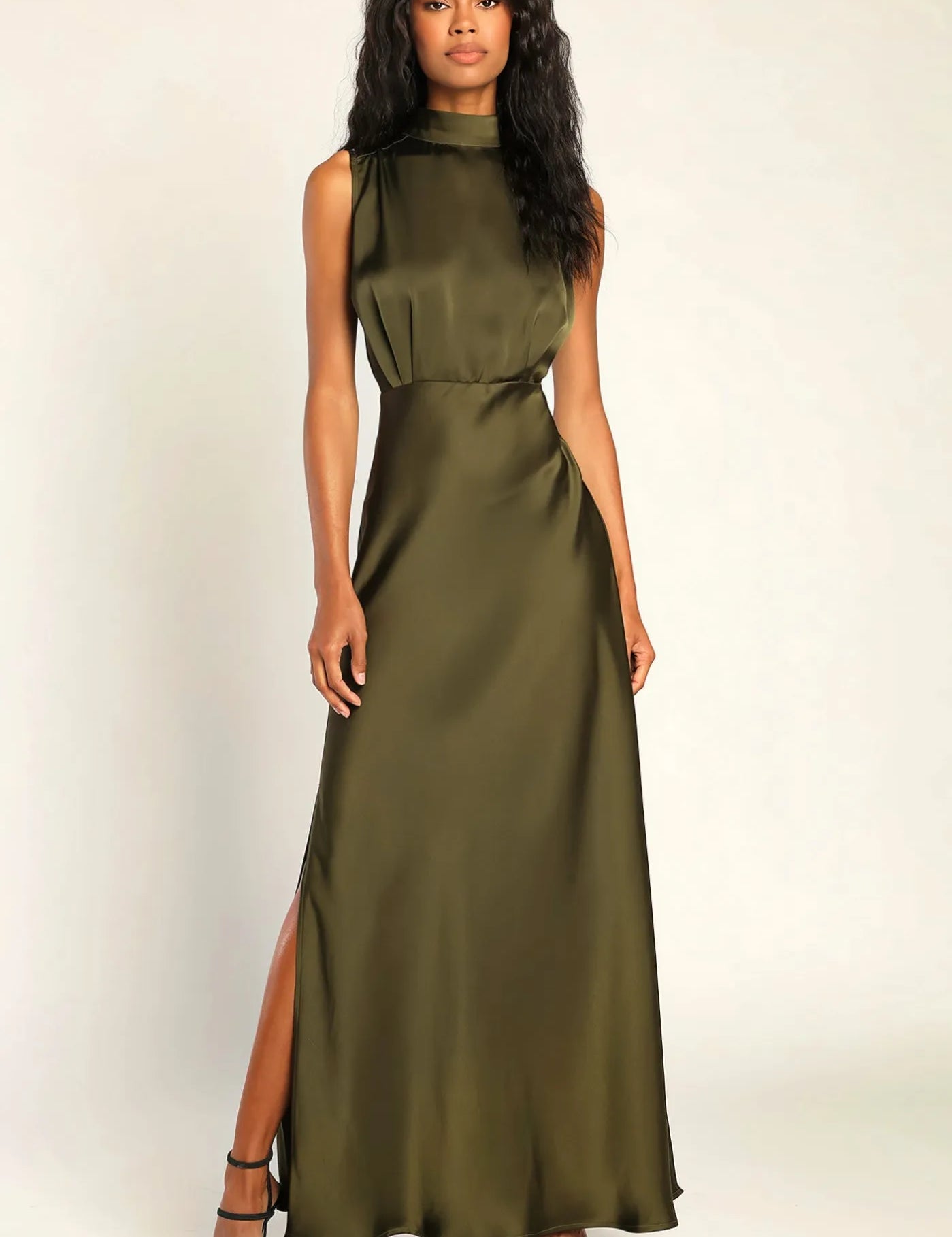 Enchantment High-Neck Satin Maxi Dress - Bulks