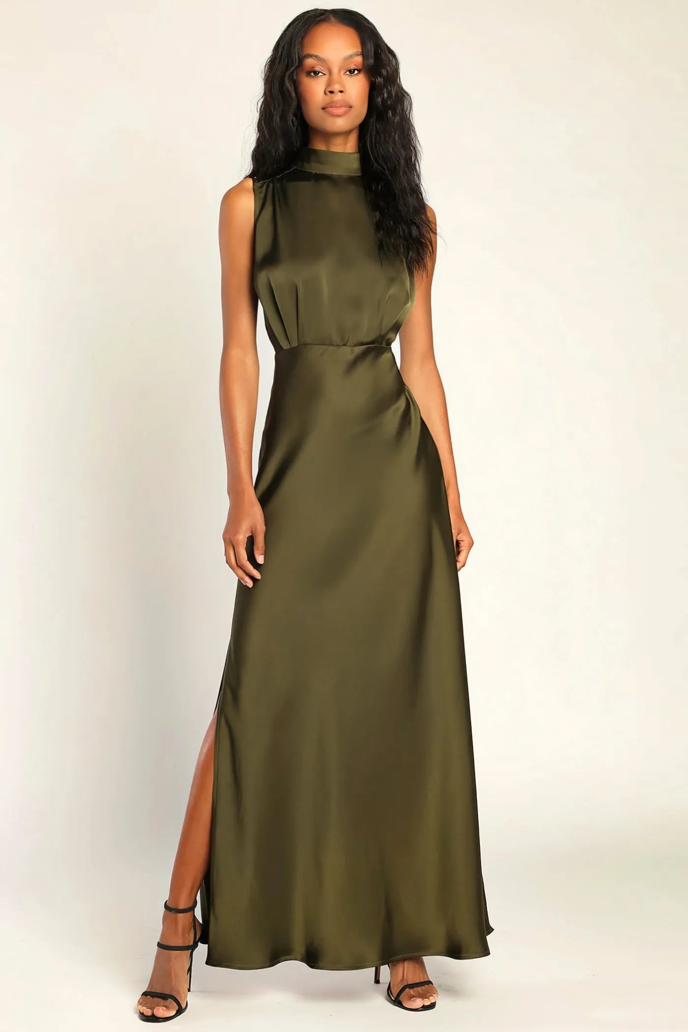 Enchantment High-Neck Satin Maxi Dress - Bulks