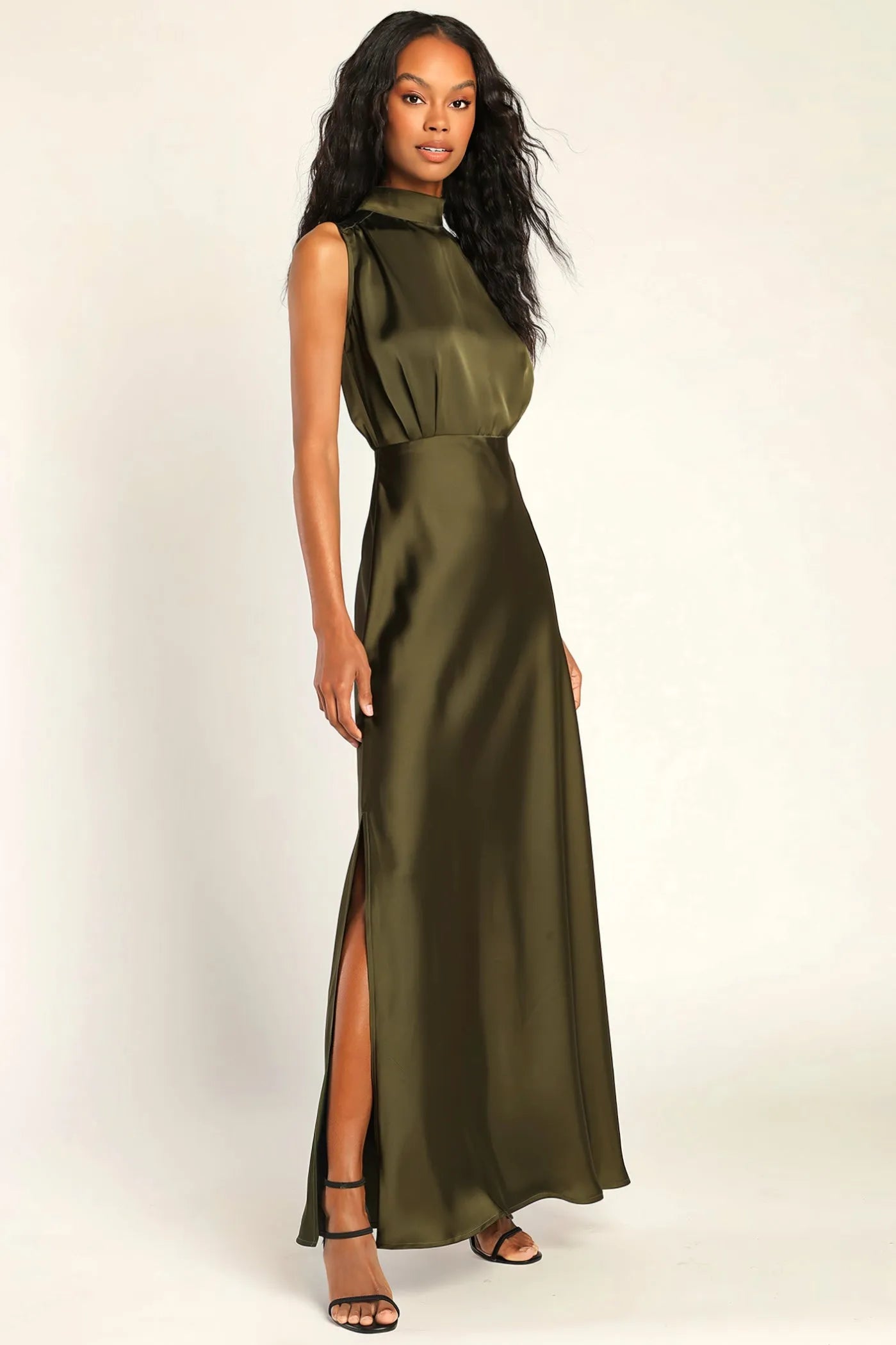 Enchantment High-Neck Satin Maxi Dress - Bulks