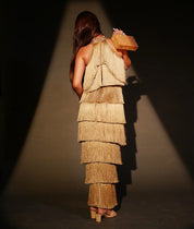 Beige Fringe Gown