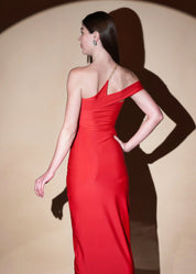 DACRON ONE SHOULDER SLIM FIT SLIT ON LONG DRESS - Bulks