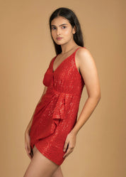 EFFORTLESS GLAMOUR PREMIUM SEQUIN DRAPED SLIP DRESS - Bulks