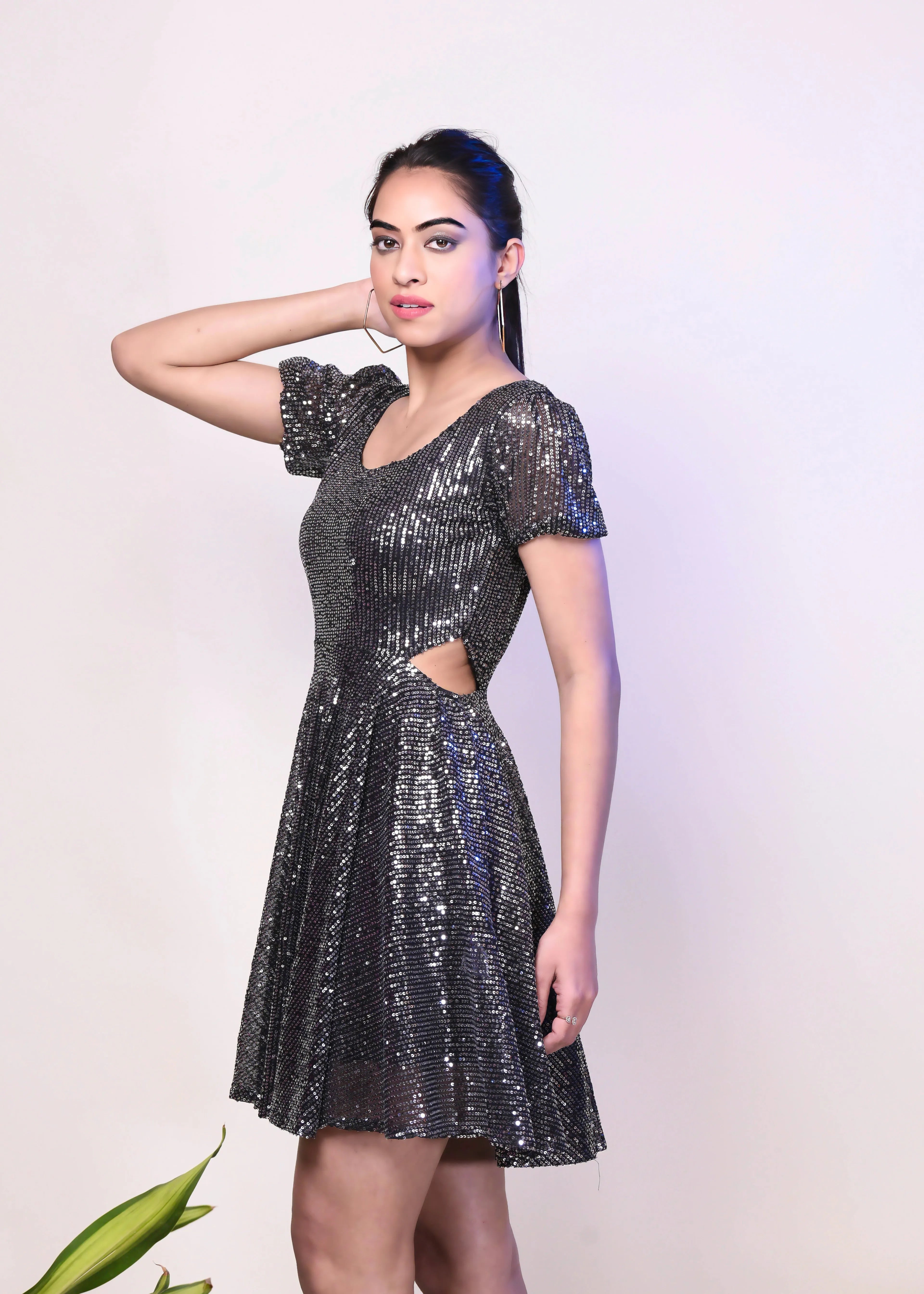 DAZZLE SEQUIN SIDE CUT OUT DRESS - Bulks