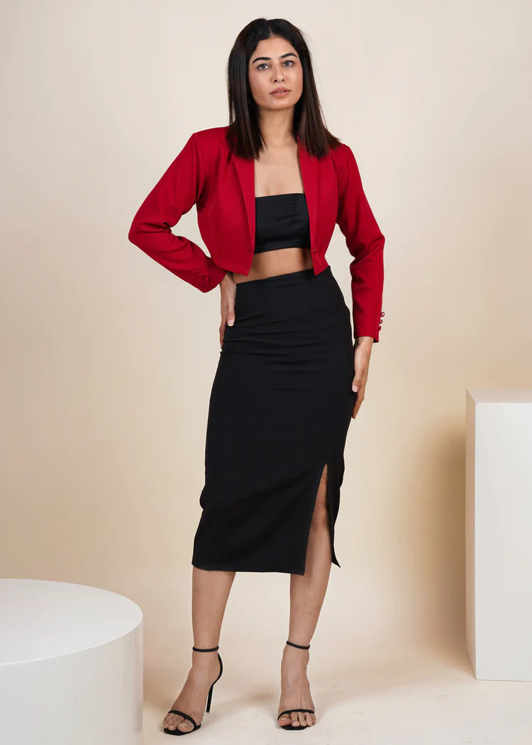 Red Cropped Blazer Only