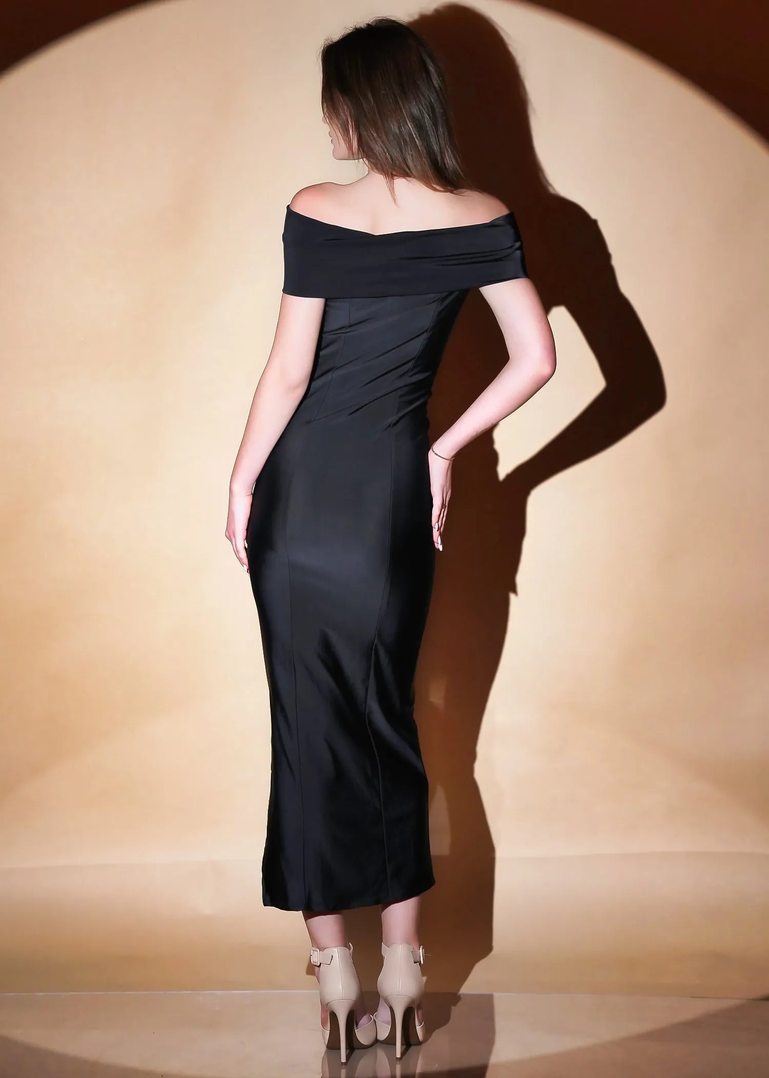 Black Off Shoulder Long Dress - Bulks