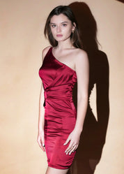 ELEGANT SLEEK SATIN ONE SHOULDER DRESS - Bulks