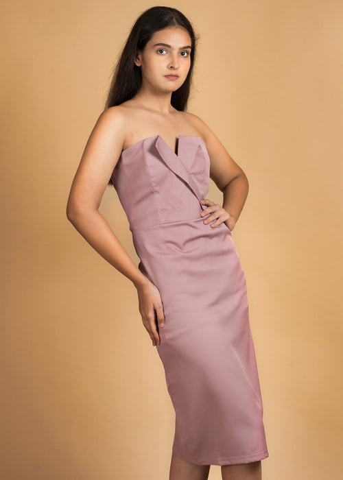 Elegance Meets Style Rose Gold Crepe Dress - Womenue