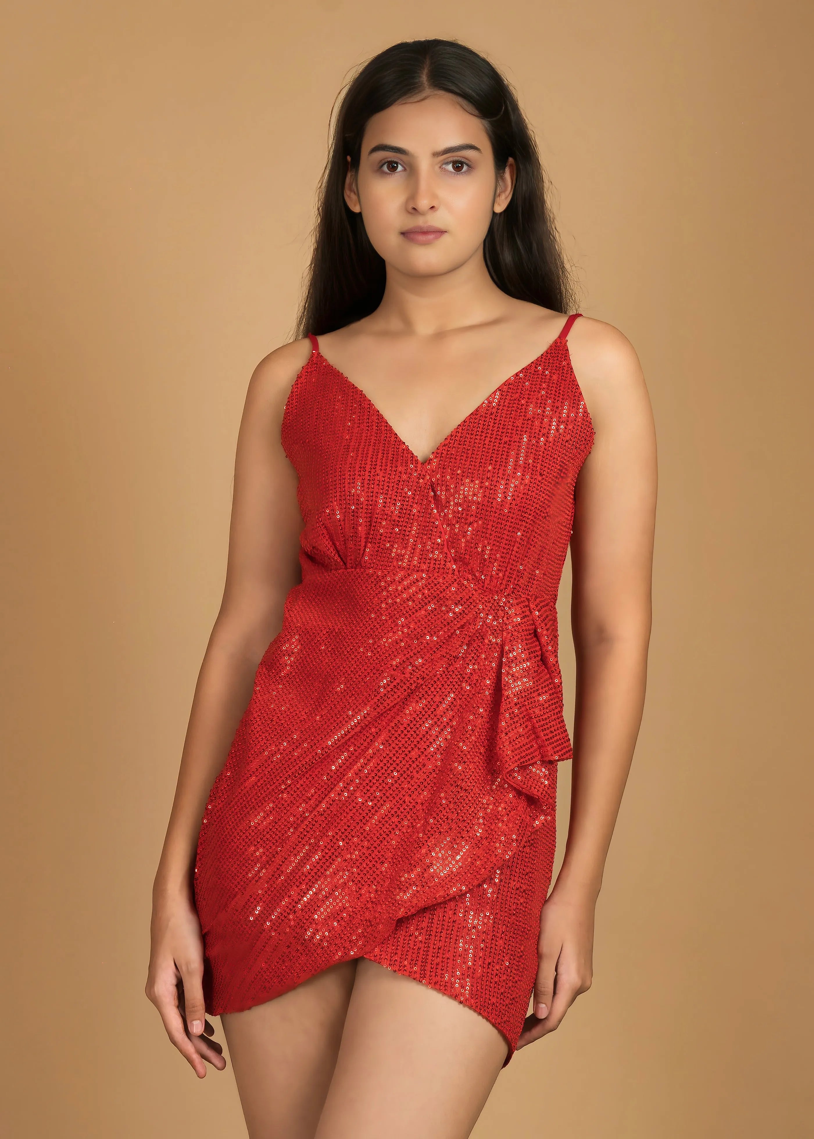 EFFORTLESS GLAMOUR PREMIUM SEQUIN DRAPED SLIP DRESS - Bulks