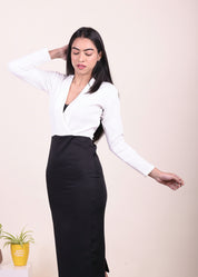 CLASSIC CONTRAST MIDI DRESS - Bulks