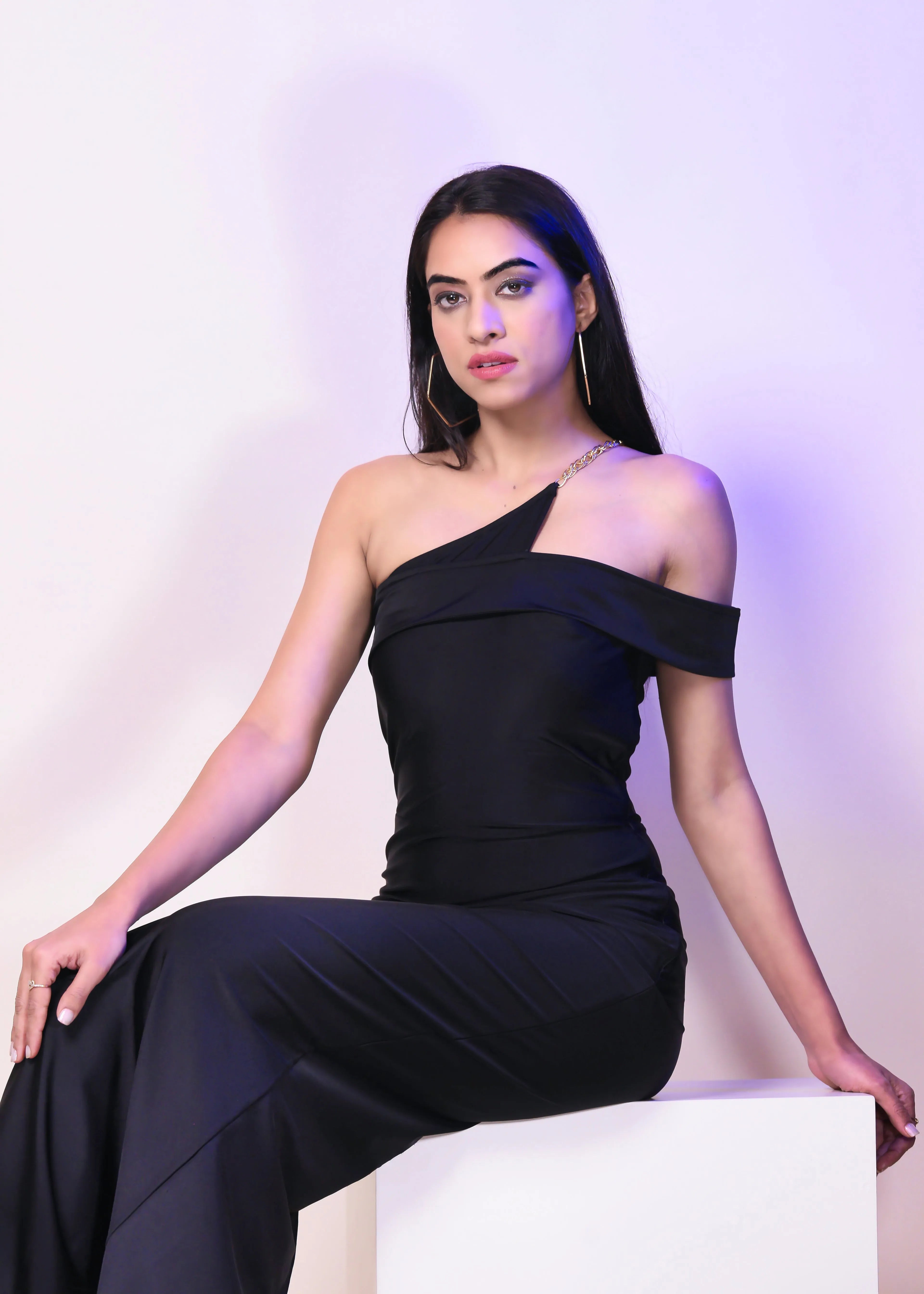 DACRON ONE SHOULDER SLIM FIT SLIT ON LONG DRESS - Bulks