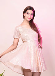 DAZZLE SEQUIN SIDE CUT OUT DRESS - Bulks