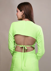 DACRON BACKLESS WITH TIE UP STRING BODYCON DRESS - Bulks