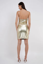 METALLIC SLIP SHORT DRESS - Bulks