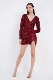 Sparkling Success: Long Sleeve Sequin Graduation Party Dress - Bulks