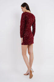 Sparkling Success: Long Sleeve Sequin Graduation Party Dress - Bulks