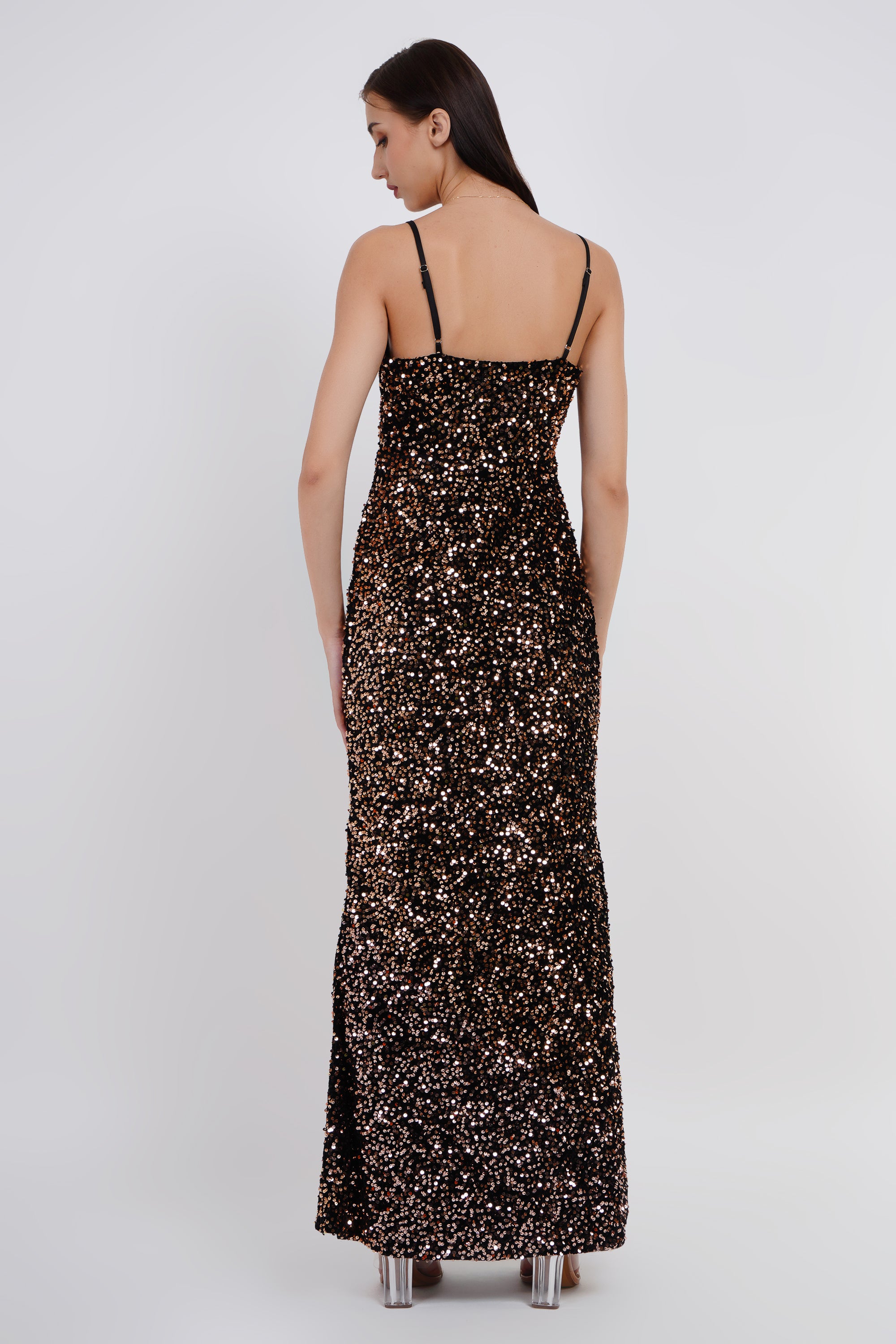 Luxe Velvet Sequin Slip Long Dress