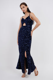 Luxe Velvet Sequin Slip Long Dress