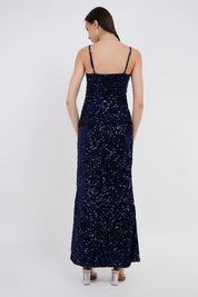 Luxe Velvet Sequin Slip Long Dress