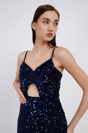 Luxe Velvet Sequin Slip Long Dress