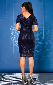 Divine Elegance: Angel Sleeve Sequin Pencil Dress - Bulks