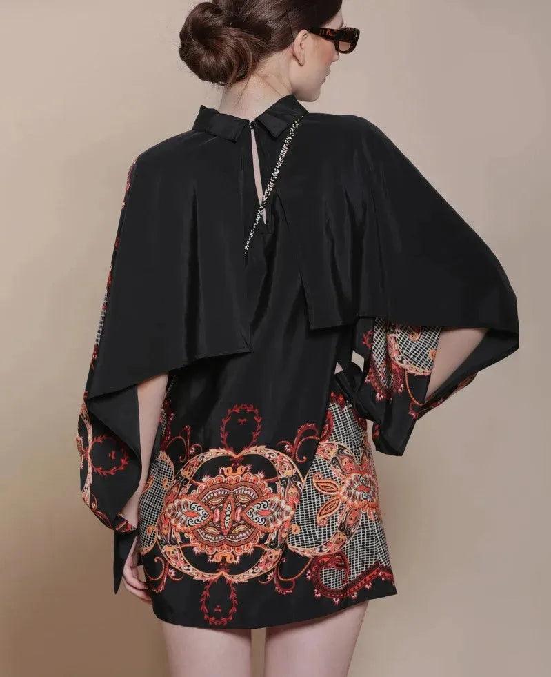 Baroque Cape Dress (Double Printed)