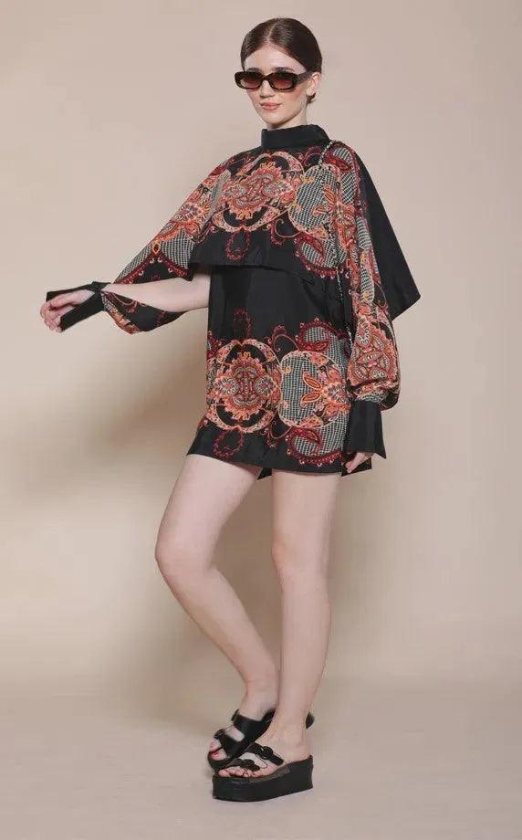 Baroque Cape Dress (Double Printed)