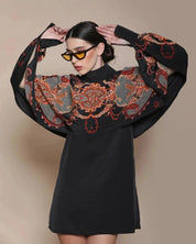 Baroque Cape Dress (Double Printed)