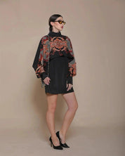 Baroque Cape Dress (Double Printed)