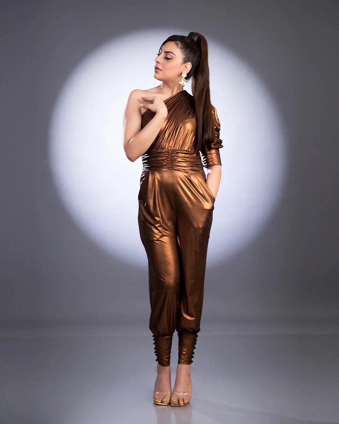 Brown Metallic Jumpsuit