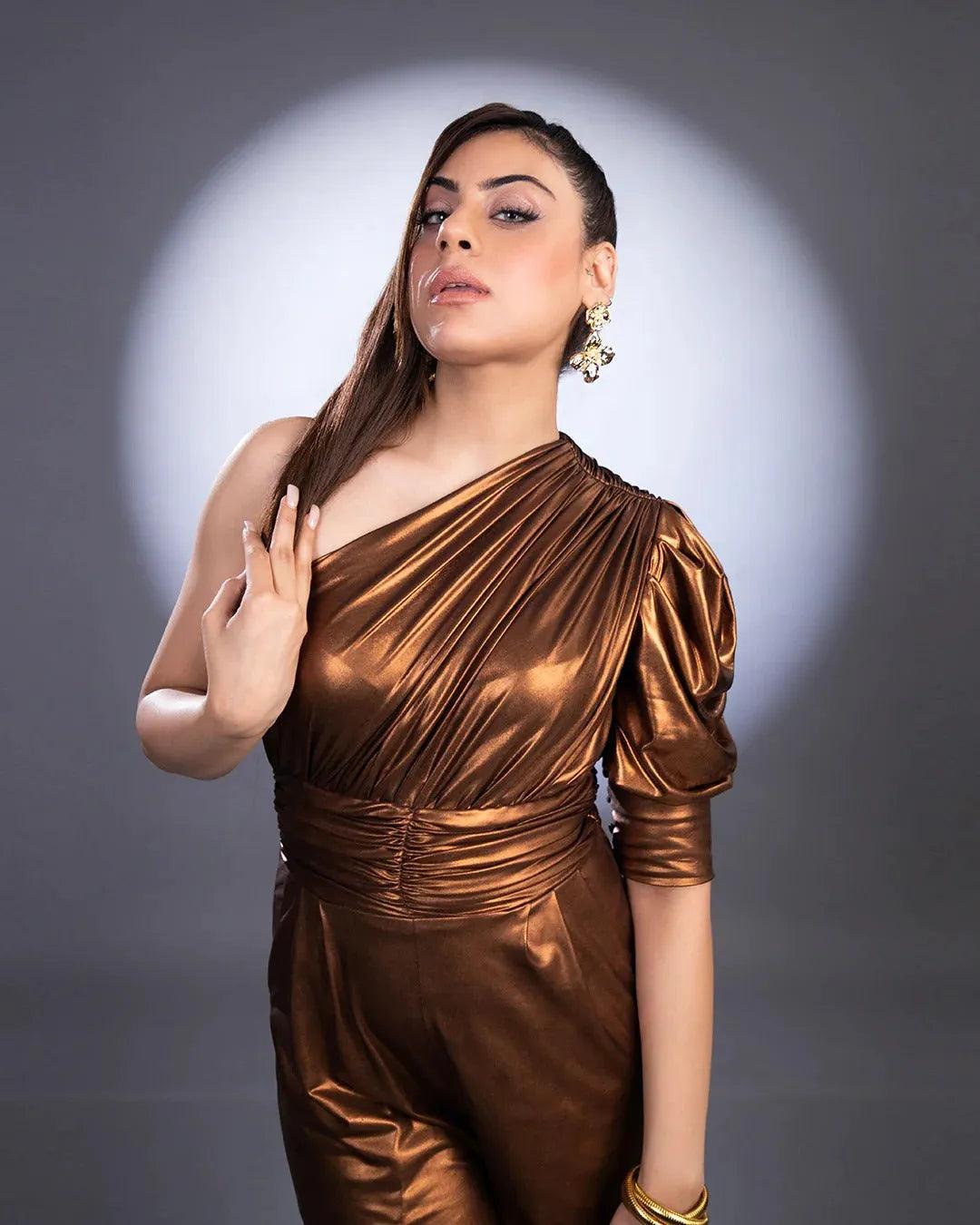 Brown Metallic Jumpsuit