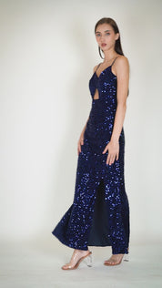 Luxe Velvet Sequin Slip Long Dress