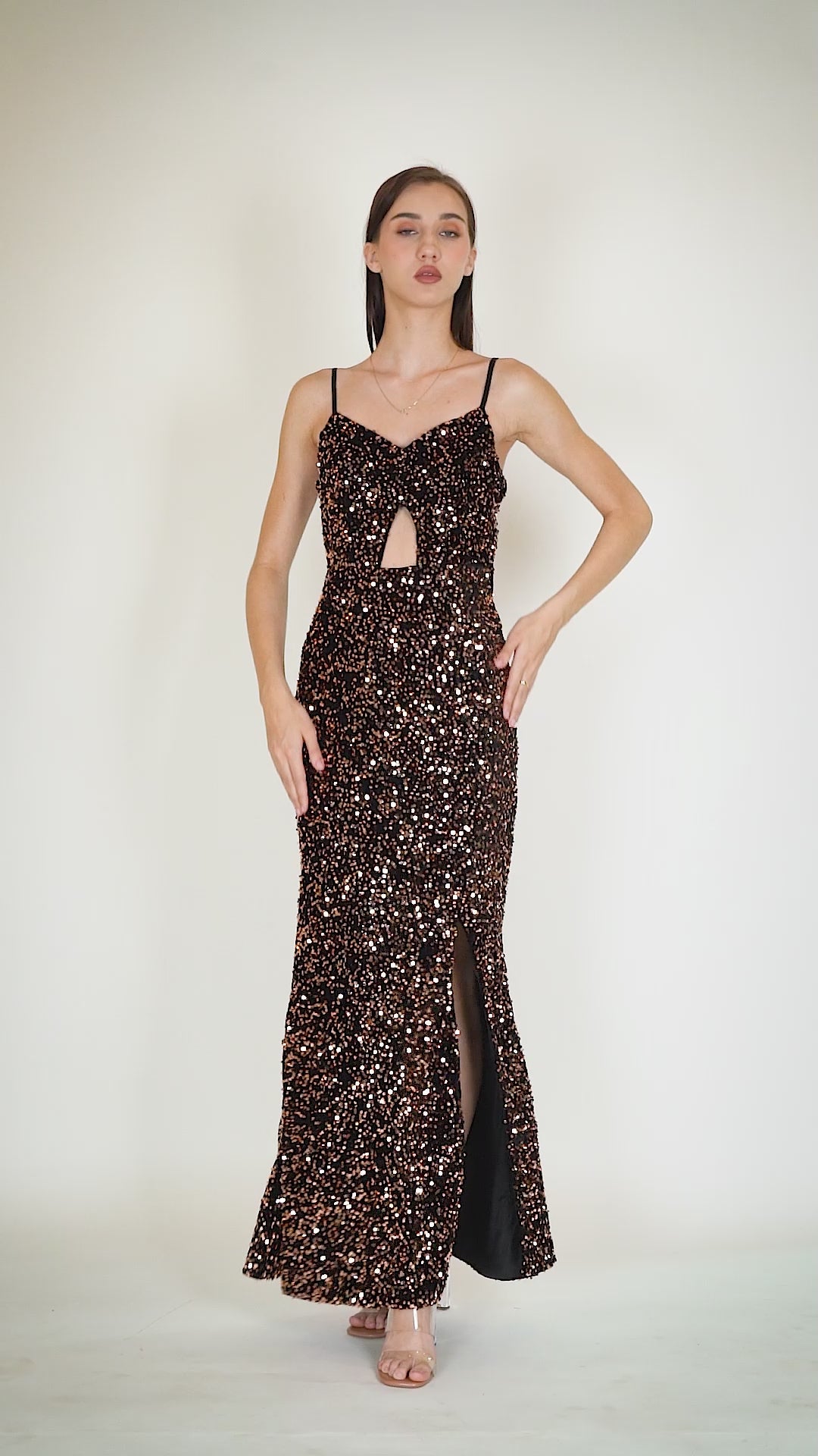 Luxe Velvet Sequin Slip Long Dress