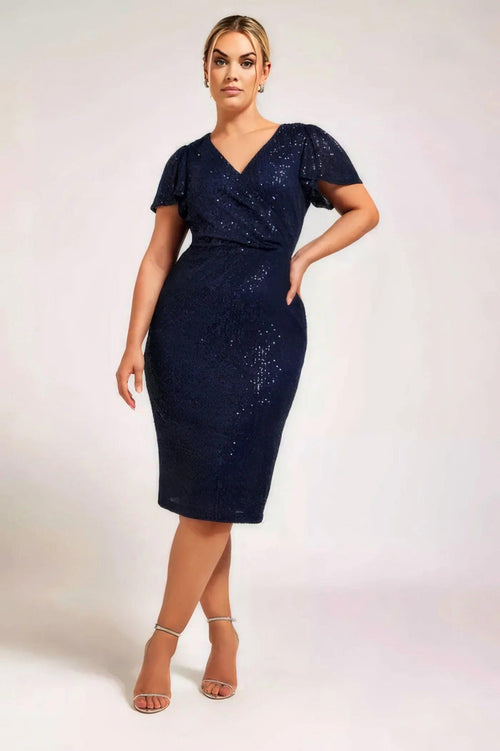 Sparkling Allure Blue Sequin Embellished Dress - Womenue